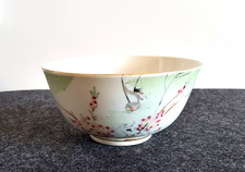 Antike chinesische Porzellan Schüssel Blumen Vogel muster Handgemalte Goldrand