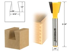 14Â° X 9/16" Dovetail Router Bit - 1/4" Shank - Yonico 14112q