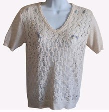 Dainty Vintage Fairy Crochet Cream Cottagecore Top Embroidered Flowers Small