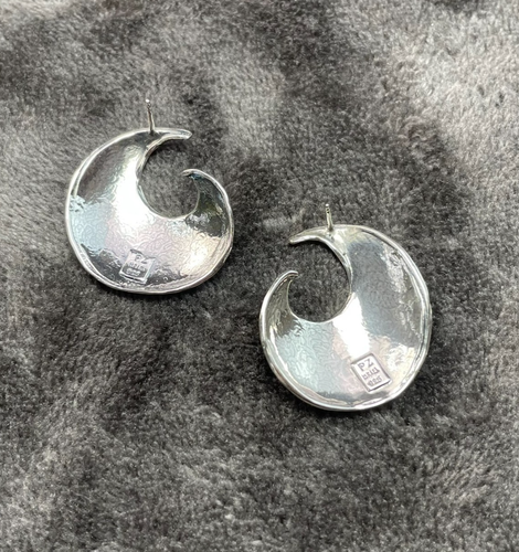 Or Paz PZ Israel Sterling Silver Crescent Earrings 9.39 Grams - Picture 6 of 10