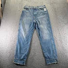 Free People We The Free Jeans Womens 31x29 Blue Cotton Denim Tapered Leg Raw Hem