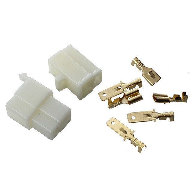 Set 3 polig Stecker Steckverbinder Flachstecker 6.3mm Motorrad Roller Auto J mn