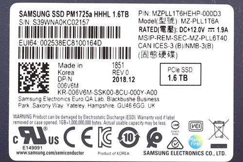 SSD Dell MZ-PLL1T6A PM1725a 1,6 To PCIe NVMe HHHL P/N: 006V6M 07T19J testé - Photo 5/6