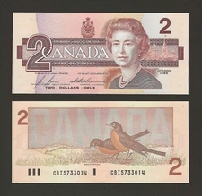 CANADA 2 Dollars 1986, BC-55c, Bonin + Thiessen Signatures, Original UNC, QEII.