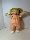 VTG Cabbage Patch Kids Doll Orange Overalls Blonde Yarn Hair w/Birth Certificate