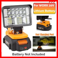 28W Cordless LED Work Light for WORX 20V Li-ion Battery w/USB Fast Charge 2800LM