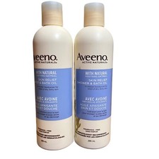 2X AVEENO Skin Relief Fragrance-Free Shower  Bath Oil Soothing Oatmeal 10floz