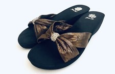 Yellow Box Womens Rhinestone Wedge Flip Flops Sandals See Measurements