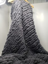 L'AGRATY Chunky Knit Blanket Throw: 72''x84'' Chenille Chunky Knitted Throw