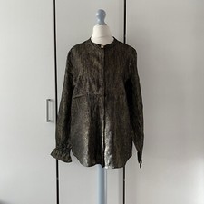 Fabienne Chapot Studio Blouse Size 36 UK 8 Long Sleeve Relaxed Gold Metalic