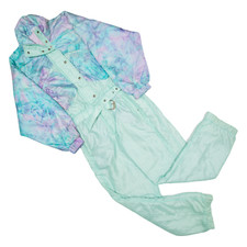 Vintage Sergio Tacchini Belted Womens Ski Suit Green 90s Nylon M W32 L31