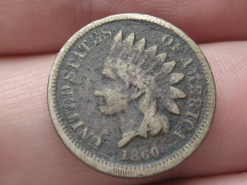 1860 Copper Nickel Indian Head Cent Penny- Rounded Bust, VG/Fine Details