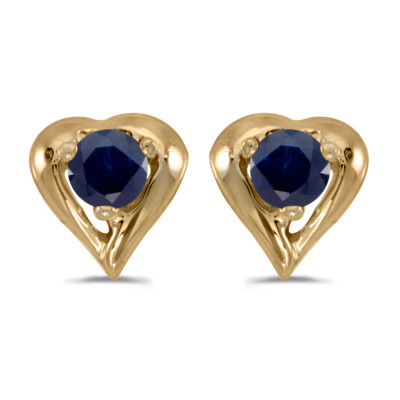 Ohrringe 14 Karat Gelbgold rund Saphir Herz