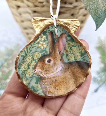 Osterhasen Ornament - Handarbeit Hasen Ornament - Cottagecore - William Morris