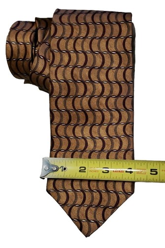 Vintage Milano Uomo 100%silk Made In USA Copper Abstract - Picture 2 of 4