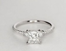 2.04 Ct Simulated Diamond Anniversary Engagement Ring 14K Solid White Gold 6