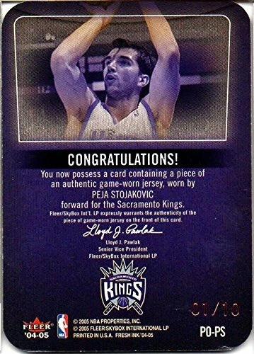 2004-05 Skybox Fresh Ink Property of Patches 10 #25 Peja Stojakovic Jersey /10 - Imagem 2 de 2