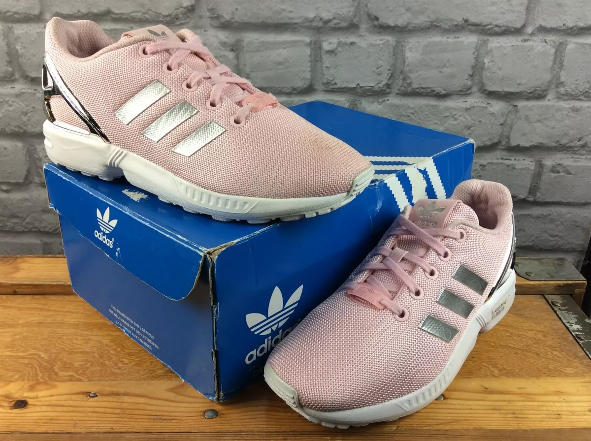 toilet Revision Disse ADIDAS UK 4 EU 36 2/3 ZX FLUX TRAINERS PINK METALLIC SILVER CHILDRENS LADIES  M | eBay