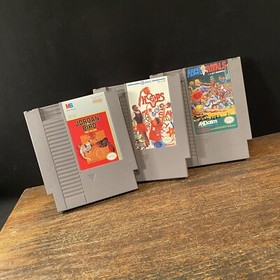 Vintage Video Game Lot (3) Nintendo NES Jordan Vs. Bird Basketball Hoops Rivals