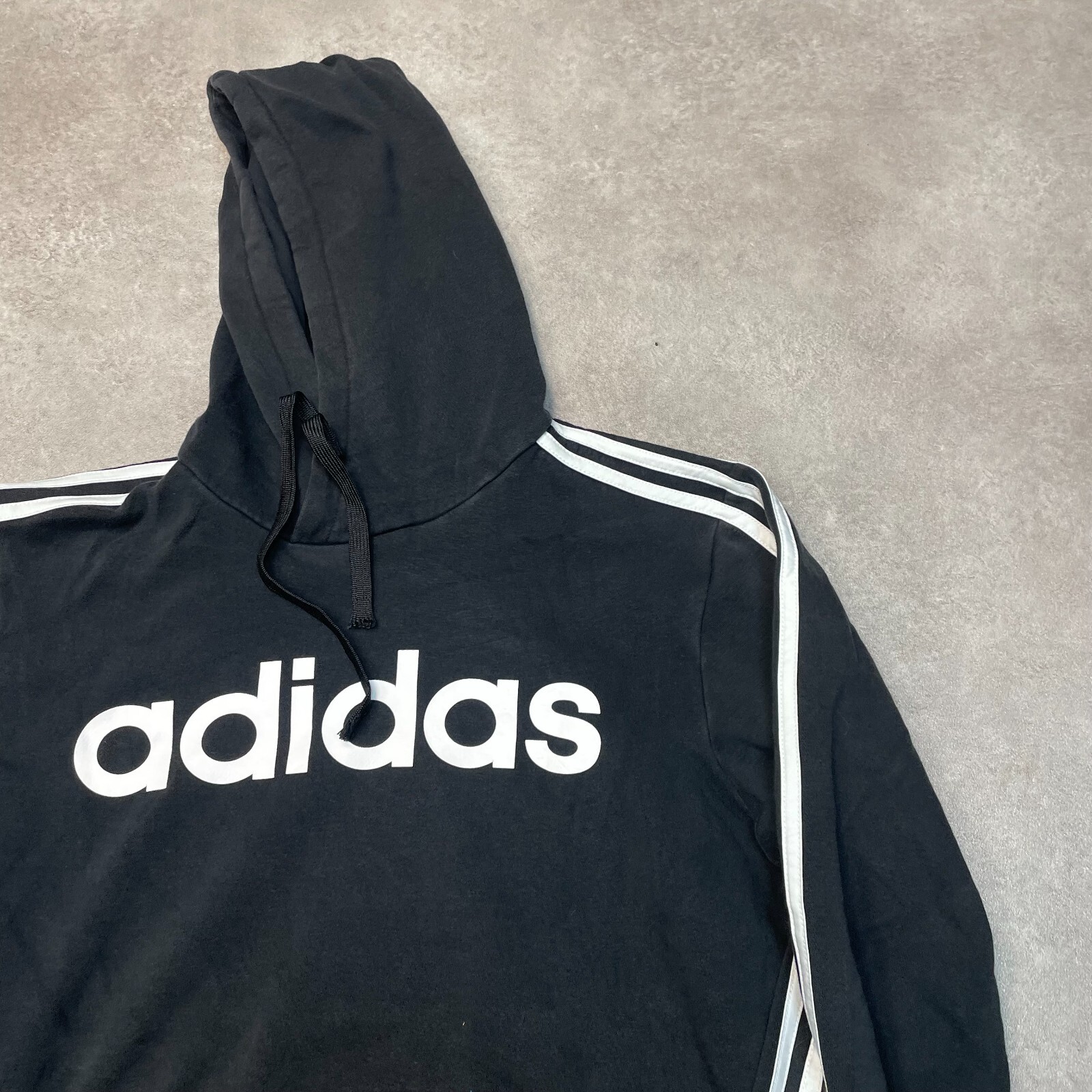 Adidas Hoodie Mens Spellout Y2K Pull Over Sweatshirt, Black, Small image 2