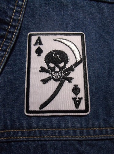 Big Large Ace Of Spades Skull Playing Card Embroidery Patch Iron Sew O - Foto 3