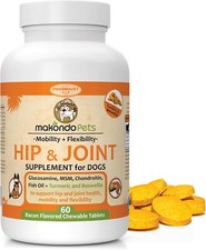 Hip and Joint Supplement for Dogs-Turmeric, Glucosamine. Dog Pain Relief 60 Tabs