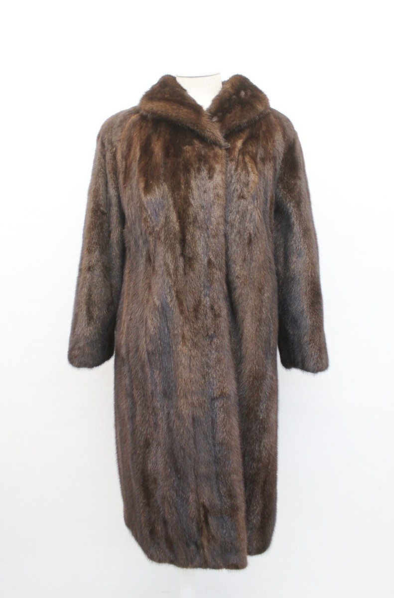 EXCELLENT CANADIAN DARK MAHOGANY MINK FUR COAT JACKET WOMEN WOMAN
