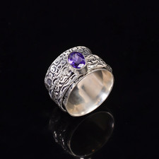 Amethyst Gemstone 925 Sterling Silver Spinner Ring Meditation Jewelry Gift A-490