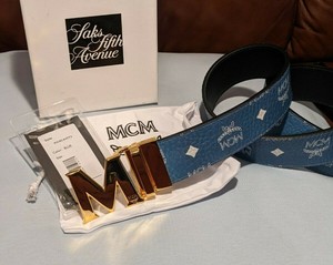 mcm belt black and gold