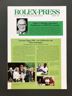 ROLEX Press Autumn Herbst 1992 Vintage Dealer Rare Journal Magazin NOS 