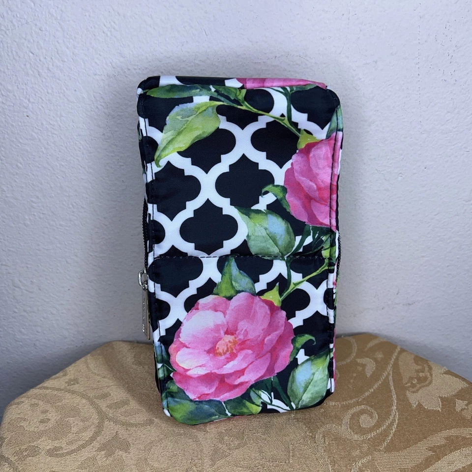 Modella TRAVEL CASE MAKEUP BRUSH BLACK PINK FLORAL LIGHTWEIGHT - Image 2 of 4