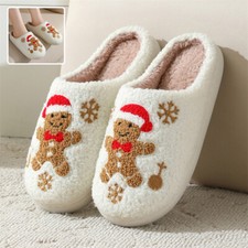 Christmas Snowflake Gingerbread Slippers Winter Indoor Non-slip Floor Bedroom Fu