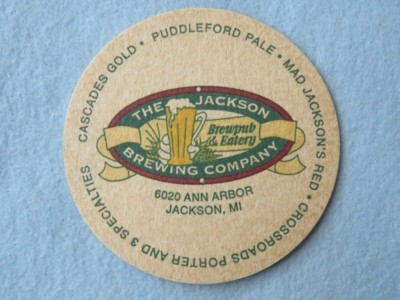 Beer Coaster ~*~ The JACKSON Brewing Co Puddleford Pale Ale ~ MICHIGAN ** CLOSED