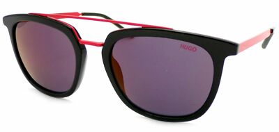 HUGO BOSS Sonnenbrille Glänzend Schwarz mit Rot/Rot Spiegel CAT.3 Linsen Hg