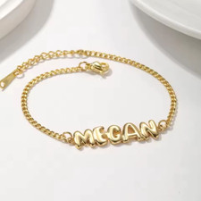 Custom Name Bubble Letters Bracelet Jewelry Gold Silver Chain Jewelry Women Gift