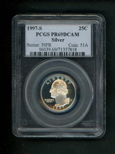 1997-S Silver US Quarter 25c .25 PCGS PR69 DCAM Proof Deep Cameo Gem