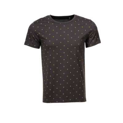 Men's Crew Neck Short Sleeve T-Shirt by Glo Story in Gray with Pattern Size 48/50 M