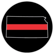 First Responder Thin Red Line Kansas Firefighter Bumper Sticker Military 5"