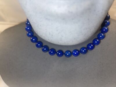Lapis Lazuli 12mm Bead Hand knotted Strand Necklace Toggle Sterling 18.5'' L QVC