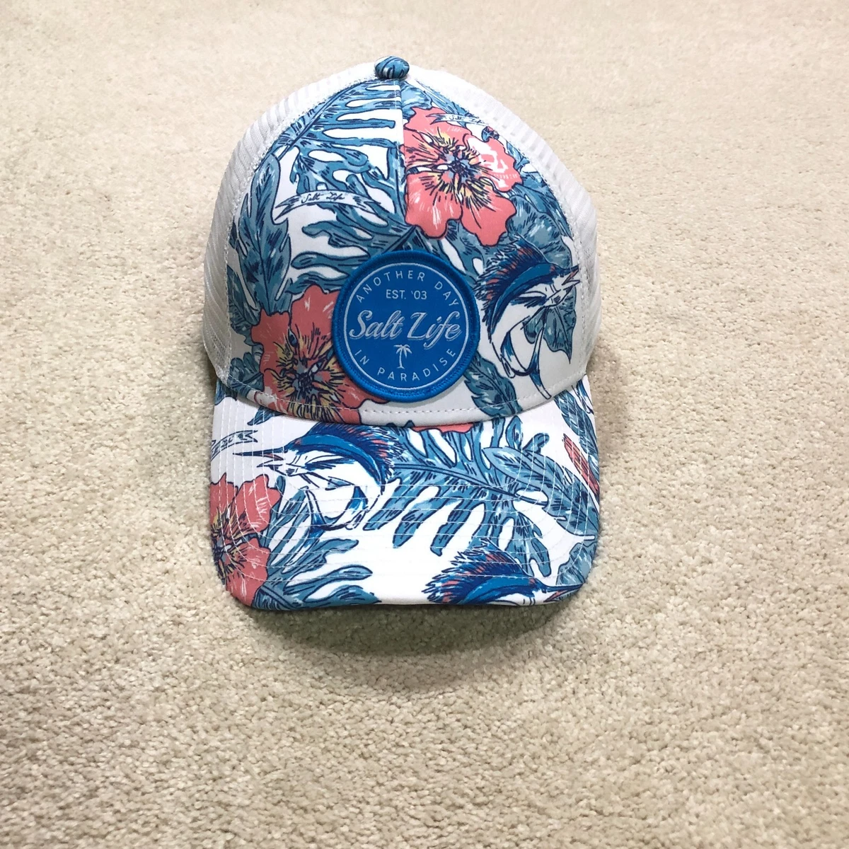 Salt Life Snapback Hat Cap Floral Blue Pink Blue