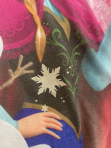 Disney Frozen Kid Girl Elsa Anna Olaf 100% Polyester Short Sleeve PJ Top Multi L - Picture 4 of 6