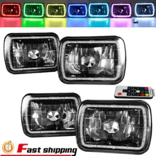 7x6" Square Color Change White Red Blue Green LED Halo Angel Eye Headlights 4PCS