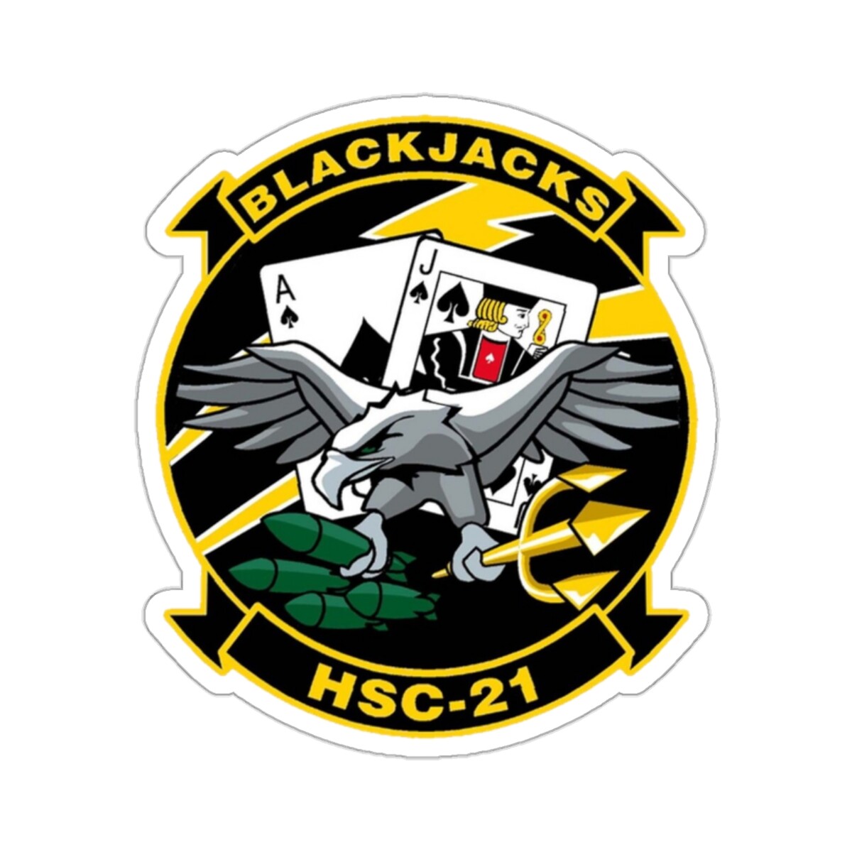 HSC 21 ‘Blackjacks’ (U.S. Navy) STICKER Vinyl Die-Cut Decal