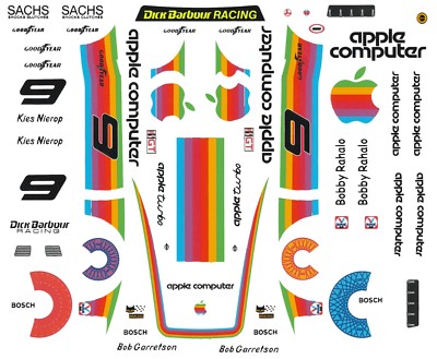 #9 Apple Computer Porsche 935 1980 1/64th HO Scale Waterslide Decals