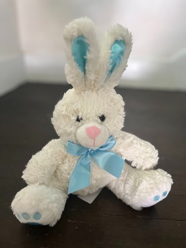 Animal Adventure Coniglietto Bianco Coniglio Peluche Blu Raso Fiocco 12 Pollici 2018 Pasqua - Foto 2 di 4