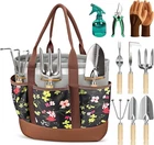 Garden Tool Set 10 Piece Stainless Steel Rust Proof Ergonomic Wooden Handles