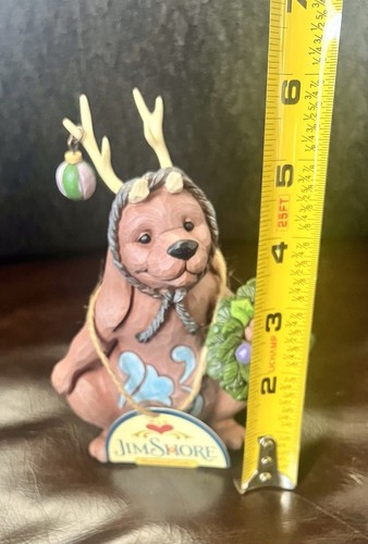 Jim Shore Statue Sit Stay Deck the Halls Dog w Wreath 4047692 RARE - Picture 7 of 7