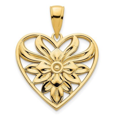 14k Gelbgold ausgefallener Herz Anhänger D5035