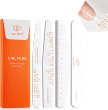 Nail Files and Nail Buffers Blocks 4 PCS, Double Side Trimed & Shaped Emery Boar