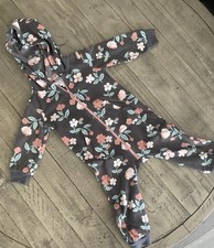 Carter's Girls 18M Fleece Hooded One-Piece Sleeper Floral Gray/Pink Zip